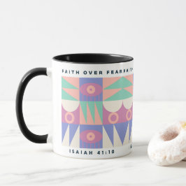 Caneca Fé Sobre o Medo Mug Moderno Motivacional Cristão