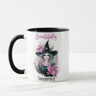 Caneca Febre rosa bruxa muito perigosa no Dia das Bruxas
