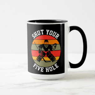 Caneca Feche seu goleiro de hóquei de cinco buracos