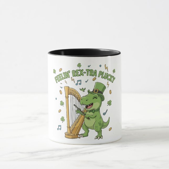 Caneca Feelin' Rex-tra Plucky Funny St. Patrick's Day   (Centro)