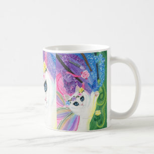 Caneca feericamente branca da arte dos rosas das