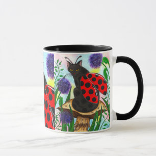 Caneca feericamente da arte da fantasia do gato do