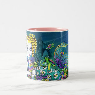 Caneca feericamente da arte da sereia do arco-íris