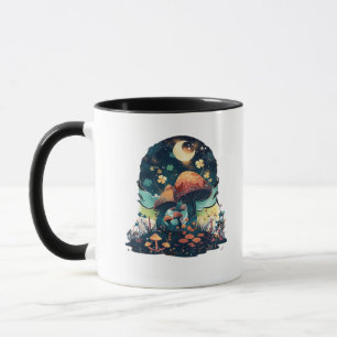 Caneca Feira de Cogumelos Goblincore e Cottagecore Estéti