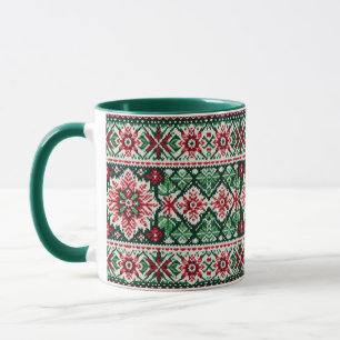 Caneca Feira de Natal/Inverno vermelha e verde