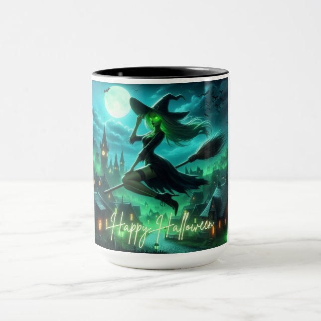 Caneca Feiticeira de Halloween verde-Spooky (Centro)