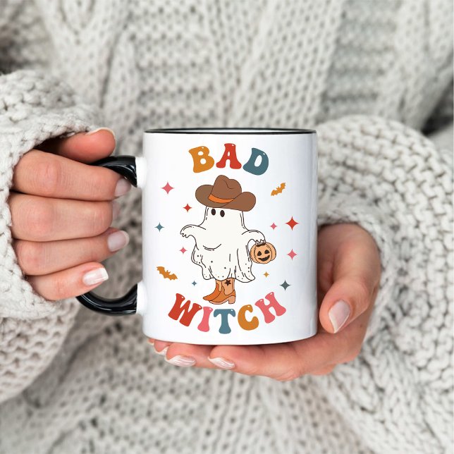 Caneca Feiticeira Má Engraçada Ghoueen Ocidental (Funny Bad Witch Cute Western Ghouls Halloween Mug)