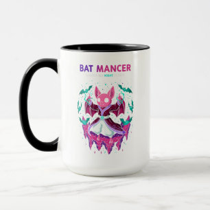 Caneca Feiticeira Mancer de Morcego Rosa Fofa Conjurando