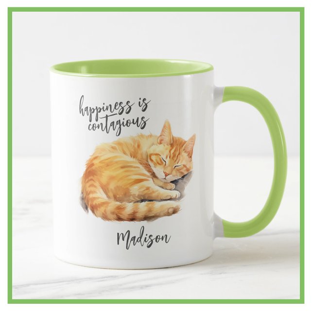 Caneca Felicidade de Gato de Tabby é Contagiosa Personali (Criador carregado)