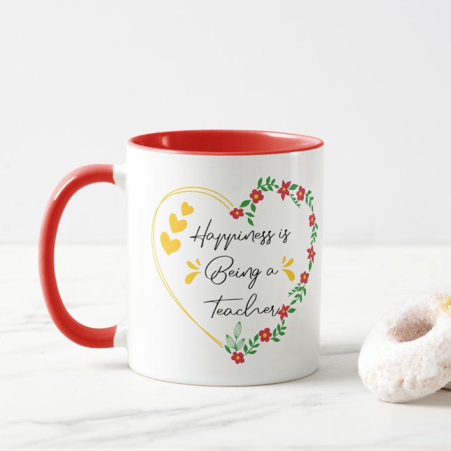 Caneca Felicidade É Ser Professora Engraçada Em Ensinar A (Com Donut)