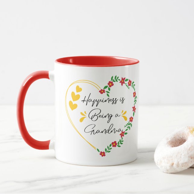 Caneca Felicidade é Ser Uma Avó Fofo Nova Avó (Com Donut)