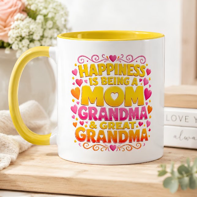 Caneca Felicidade é Ser uma Mãe Avó Bisavó (Criador carregado)