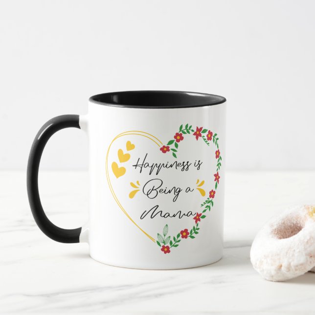 Caneca Felicidade é Ser Uma Mamãe Presentes de Aniversári (Com Donut)