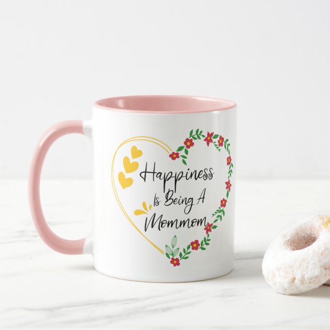 Caneca Felicidade é Ser uma Mommom Divertida Nova Avó Fof (Com Donut)