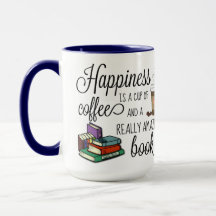 Felicidade é uma taça de café e um livro incrível
