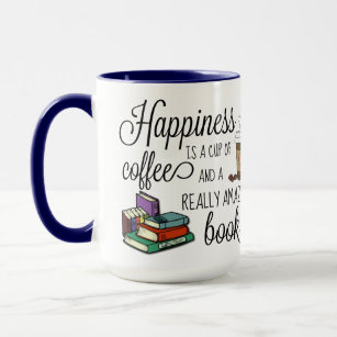 Caneca Felicidade é uma taça de café e um livro incrível
