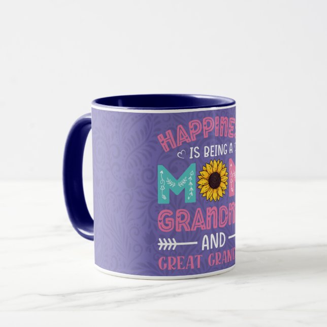 Caneca Felicidade Floral é café da mamãe e da vovó (Frente Esquerda)