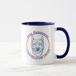 Caneca Felicidade verdadeira com um pitbull