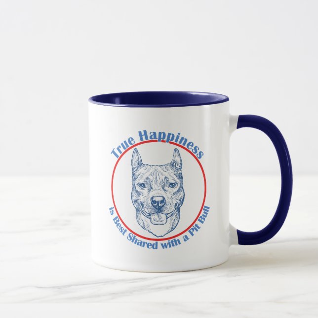 Caneca Felicidade verdadeira com um pitbull (Direita)
