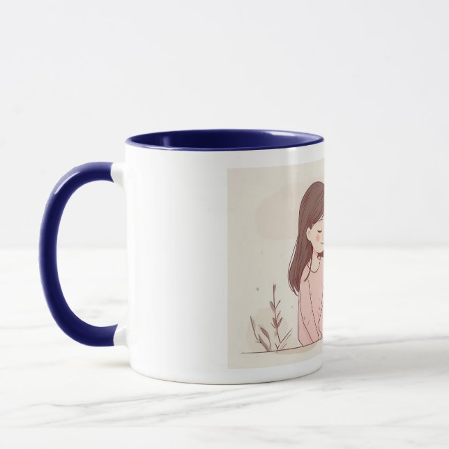 Caneca "Feline Friendship" Ceramic Mug - White with Blue  (Esquerda)