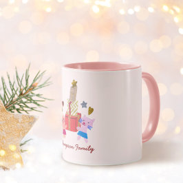 Caneca Felinos e presentes de coração cor rosa