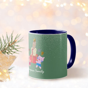 Caneca Felinos e presentes verdes Natal