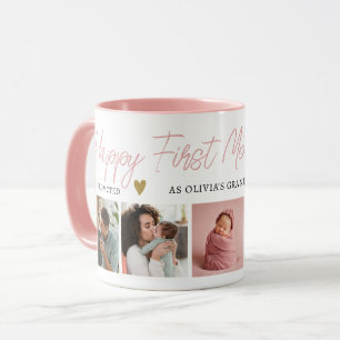 Caneca Feliz 1º Dia das Mães como Avó 5 Fotos Rosa