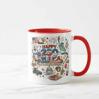 Caneca Feliz 250 América EUA 250 Anos de Liberdade