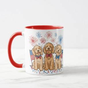 Caneca Feliz 4 De Julho, Fogos De Artifício De Cães De Go