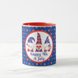 Caneca Feliz 4 de julho Gnomos Vermelho Azul