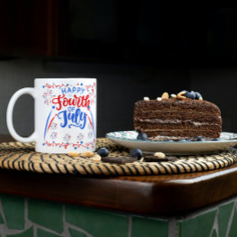 Caneca Feliz 4 De Julho Vermelho Azul E Branco