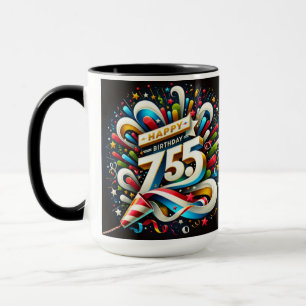 Caneca Feliz 75.º Aniversário de 2025 Mug, Celebração de 