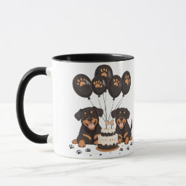 Caneca Feliz Aniversário Cães Rottweiler