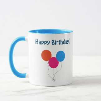 Caneca Feliz Aniversário Cartografia Colorida dos Balões