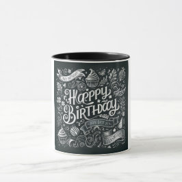 Caneca Feliz aniversário Chalkboard Vintage Art