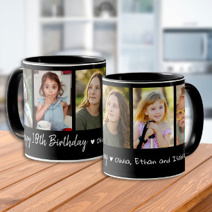 Caneca Feliz Aniversário de 18 anos 5 Colagem de Fotos Pr