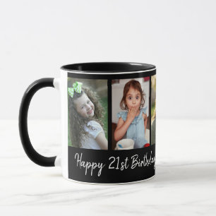 Caneca Feliz Aniversário de 21 anos 5 Colagem de Fotos Pr