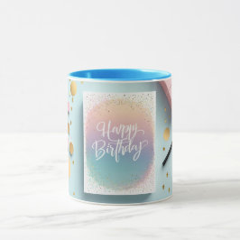 Caneca Feliz Aniversário, Estilo de Chic Minimalista