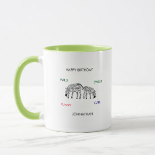 Caneca Feliz aniversário, Feliz Café Queniano Zebras
