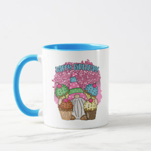Caneca Feliz Aniversário Gnomo unisex adiciona monograma