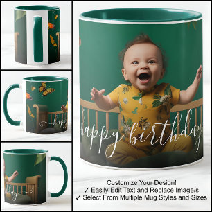 Caneca Feliz Aniversário Modelo de Texto para Foto Bonita