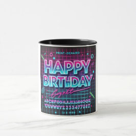 Caneca Feliz Aniversário Neon Glow Vibes