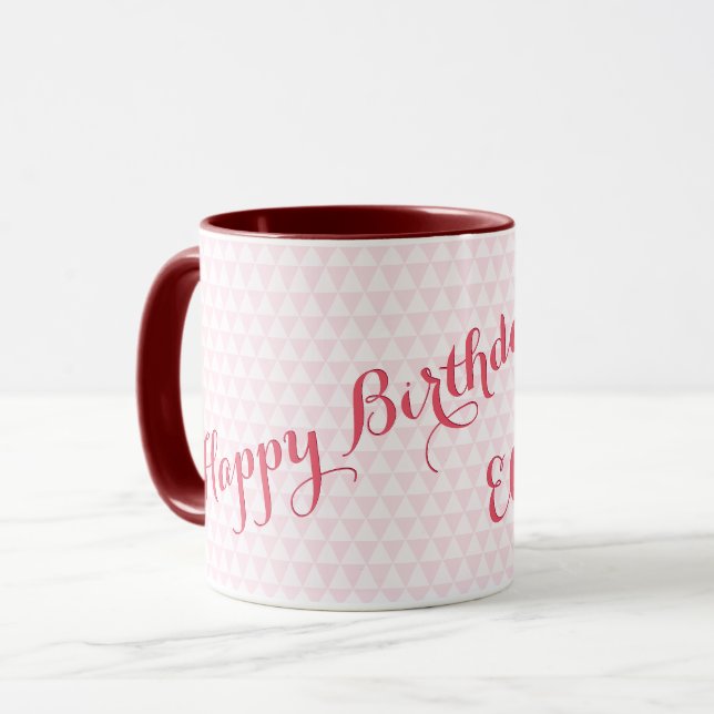 Caneca Feliz Aniversário Nome Personalizado Café Mug - Ro (Frente Esquerda)