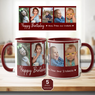 Caneca Feliz Aniversário Personalizado, 5 Fotografia Cola