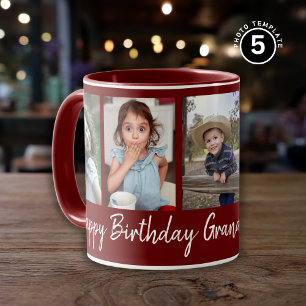 Caneca Feliz Aniversário Personalizado Avó Cinco Fotograf