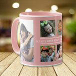 Caneca Feliz Aniversário Personalizado Vovó 6 Colagem de<br><div class="desc">Uma caneca de colagem fotográfica única em rosa personalizada com 6 fotos de netos para o aniversário da vovó. Faz uma caneca especial para a avó.</div>