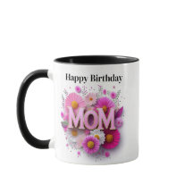 Feliz Aniversário Pink Floral Mug