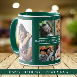 Caneca Feliz Aniversário Vovó 6 Foto Colagem Verde