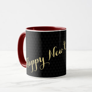 Caneca Feliz ano novo 2026 Café Tea Dourado negro