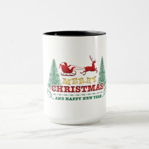 Caneca feliz ano novo e Feliz Natal 